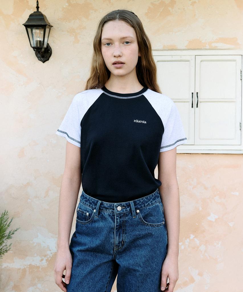 ROLAROLA Raglan Stitch T-Shirt Nv+M/Gy