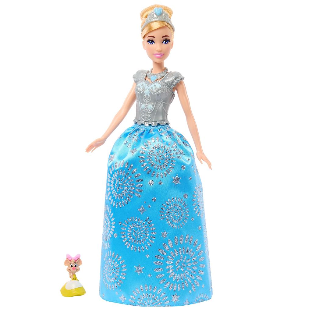 Mattel Disney Princess Secret Dress-Up Cinderella Doll and House with Accessories, Ages 3 and Up, Blue, JCR96