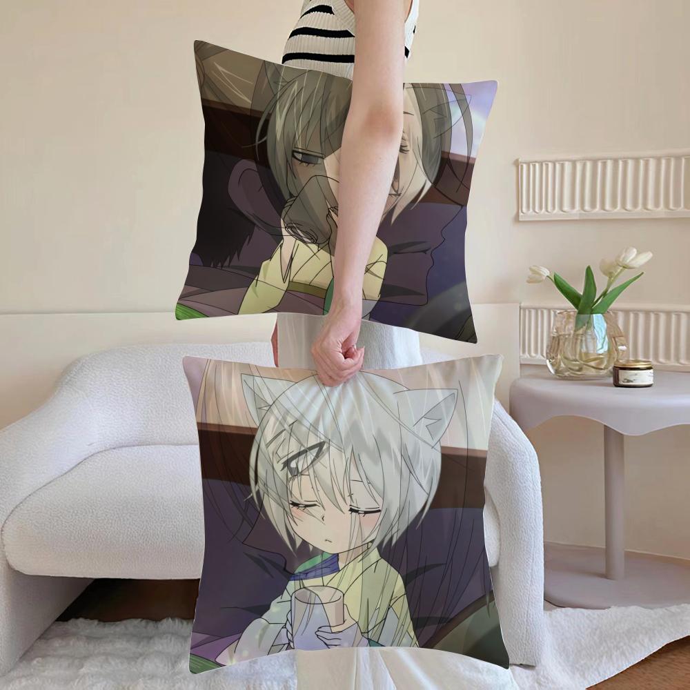 K-Kamisama Hajimemashita Cushion Cover Anti-dustmite Pillowcase Invisible Zipper Silky Short Plush Sofa Cushion Cover