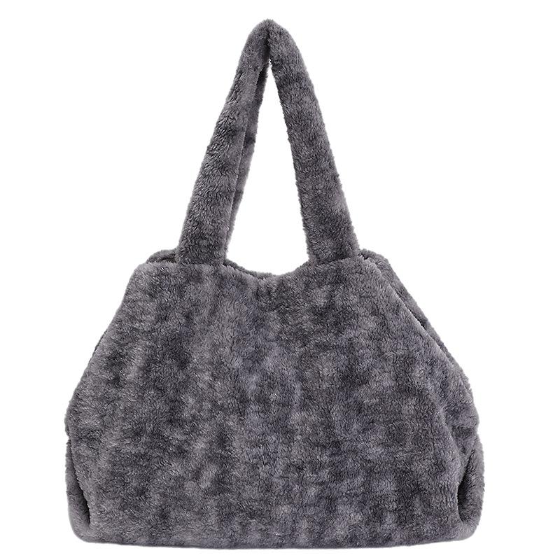Fashi Ombre Fur Leisure Shoulder Bag Large Capacity Commuter Tote Bag New Lazy Style Texture Simple and Versatile Storage Bags