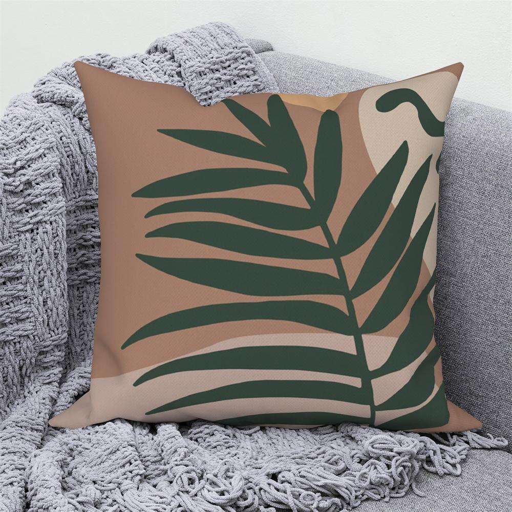 Throw Pillow Sofa Home Decor Decorative Cover Green Tropical Leaf Pink Cushion
