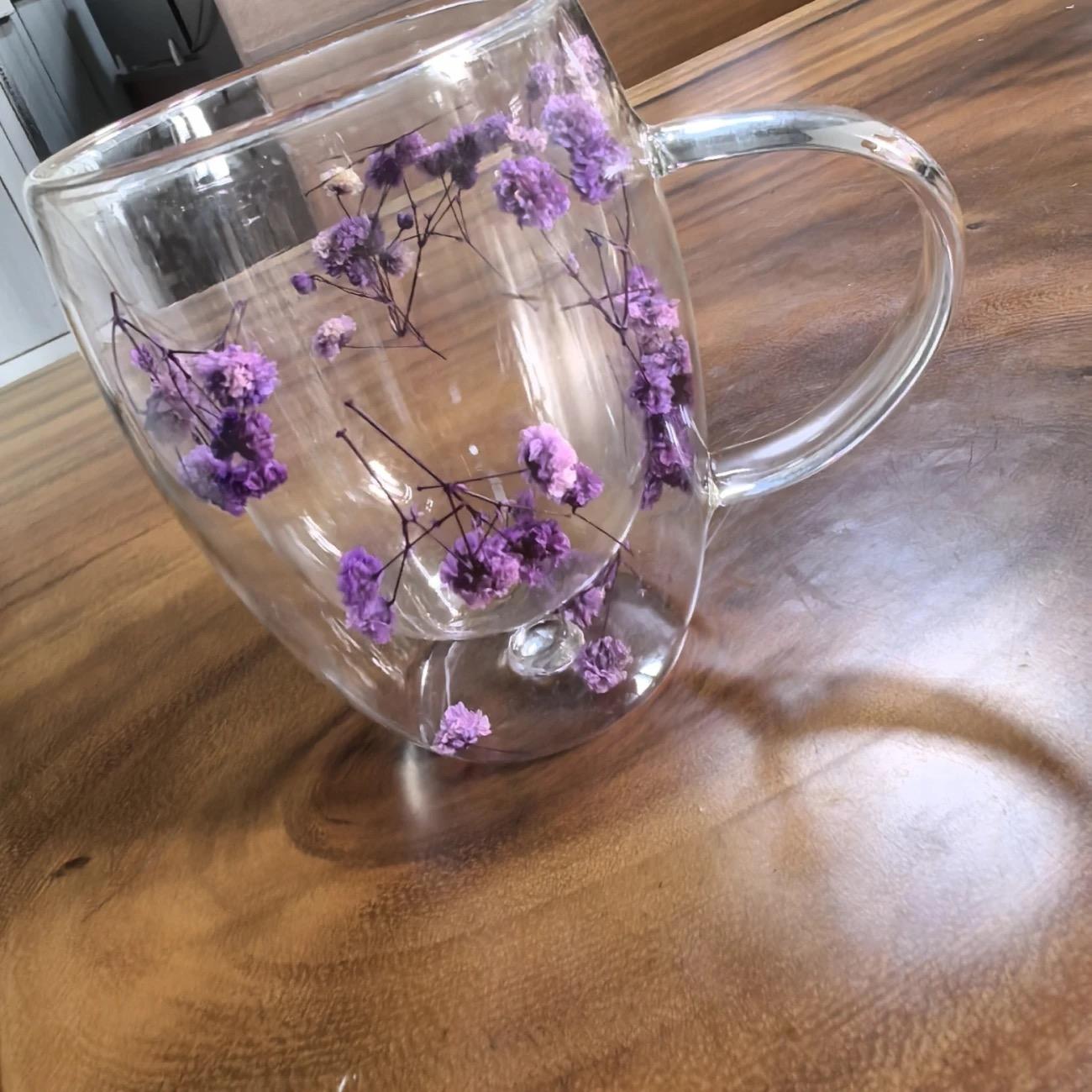 

Creative Dried Flower Double-Layer Glass Cup – Milk, Water & Breakfast Mug D