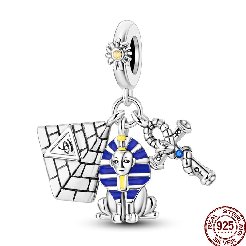 Copper Cross Bible Dove Holy Blessing Demon Eye Shiny Charm Bead Fit Pan Original Bracelet Diy Exquisite