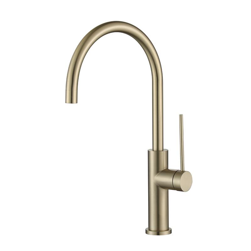 Brushed Gold 304 Stainless Steel Kitchen Sink Faucet Single Handle Cold and Hot Mixer Sink Tap Gun Gray Deck Mounted Basin Tap