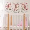 Cute Unicorn Hearts Clouds Wall Sticker Self-Adhesive Removable Bedroom Living Room Hallway Dorm Home Decor Art