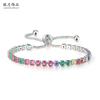 Misty Moon 3Mm Color Round Zircon Single Row Full Diamond Adjustable Crystal Bracelet Women'S Jewelry