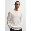 Boss Virgin Wool Regular Fit Knit Sweater Open White