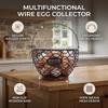 Egg Basket Multifunctional Wire Egg Collecting Basket with Wooden Base for Kitchen Countertop