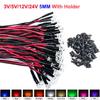 F3/5mm Flat Head Transparent Diffuse LED Signal Indicator with Wires, 3V-24V