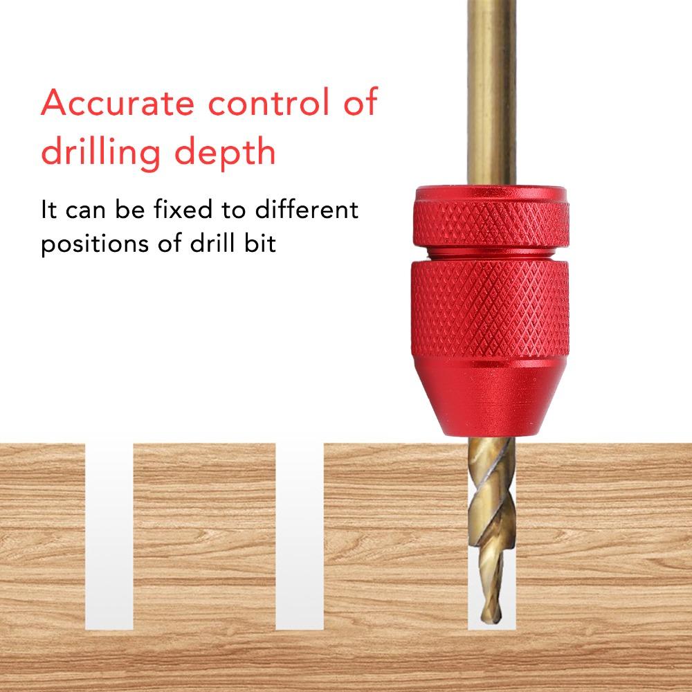 2PCS Aluminum Alloy Drill Depth Stop Nylon Locking Ring Adjustable Size Range Drill Bit Stop Collar Precise Depth Control