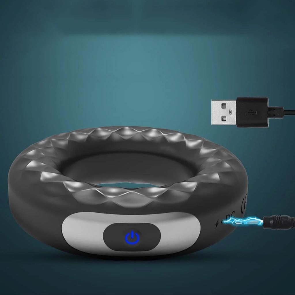 Wiederaufladbarer 10 Geschwindigkeiten Silikon Vibrationsverschluss Feine Ringe Männlicher Zeitverzögerungs Masturbator Vibrationsmassage Penisring für Paare