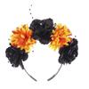 1PC Halloween Rose Flower Headband Mexican Rose Flower Crown Headpiece with Black Veil Party Costume Cosplay Headwear Decoration