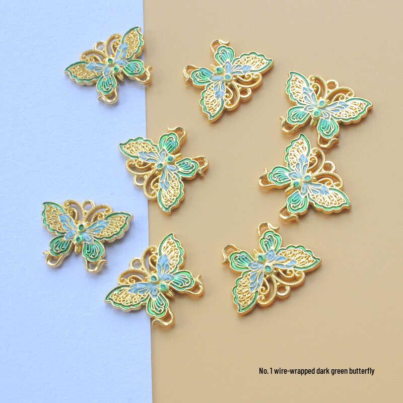Набор из 5 сплавных эмалевых заколок-бабочек с филигранным дизайном.