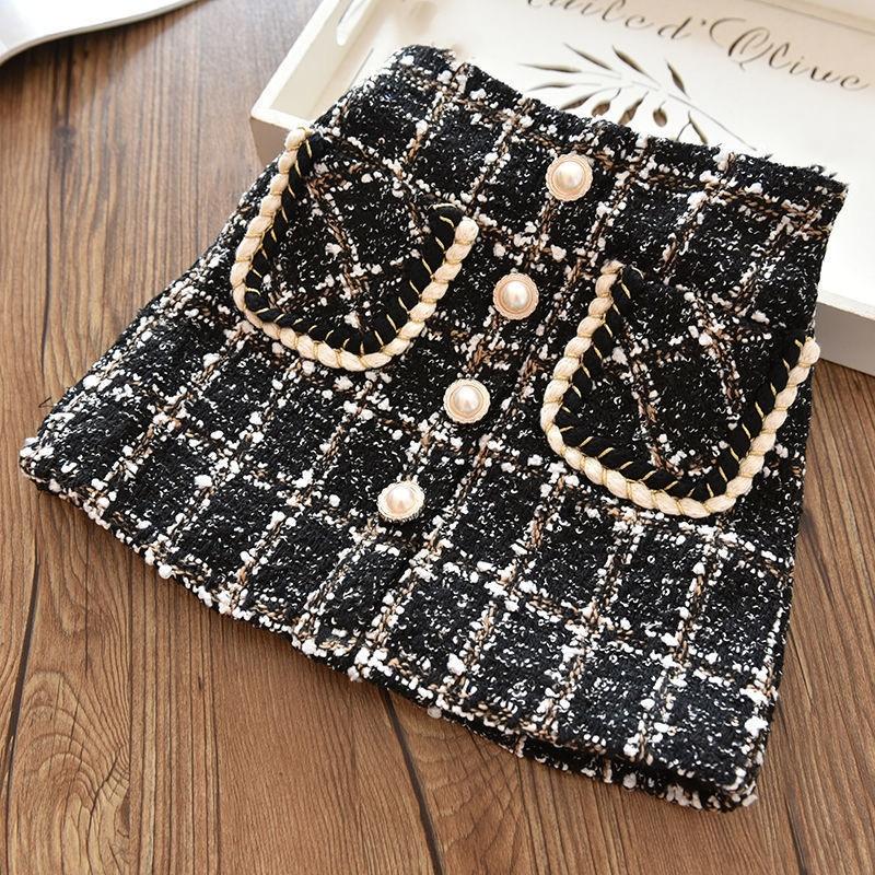 

Girls Woolen Plaid Half Skirt Children s Baby Plush Princess Skirt Kids Winter Children Striped Clothes 140 чорний