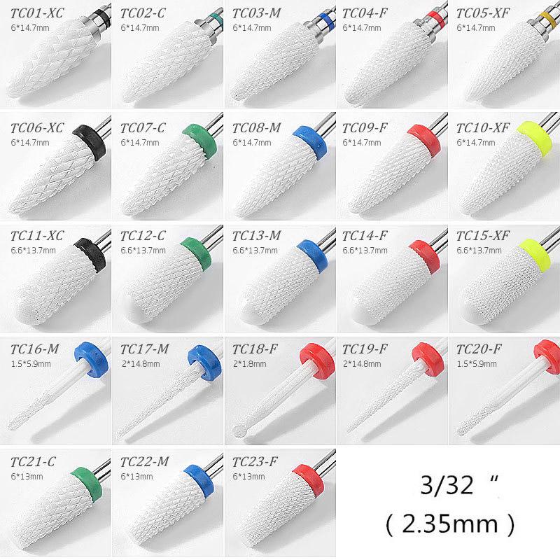 Ceramic Carbide Nail Drill Bits Milling Cutter For Manicure Set Mill Brush Manicure Machine Accessories for Removing Gel Varnish
