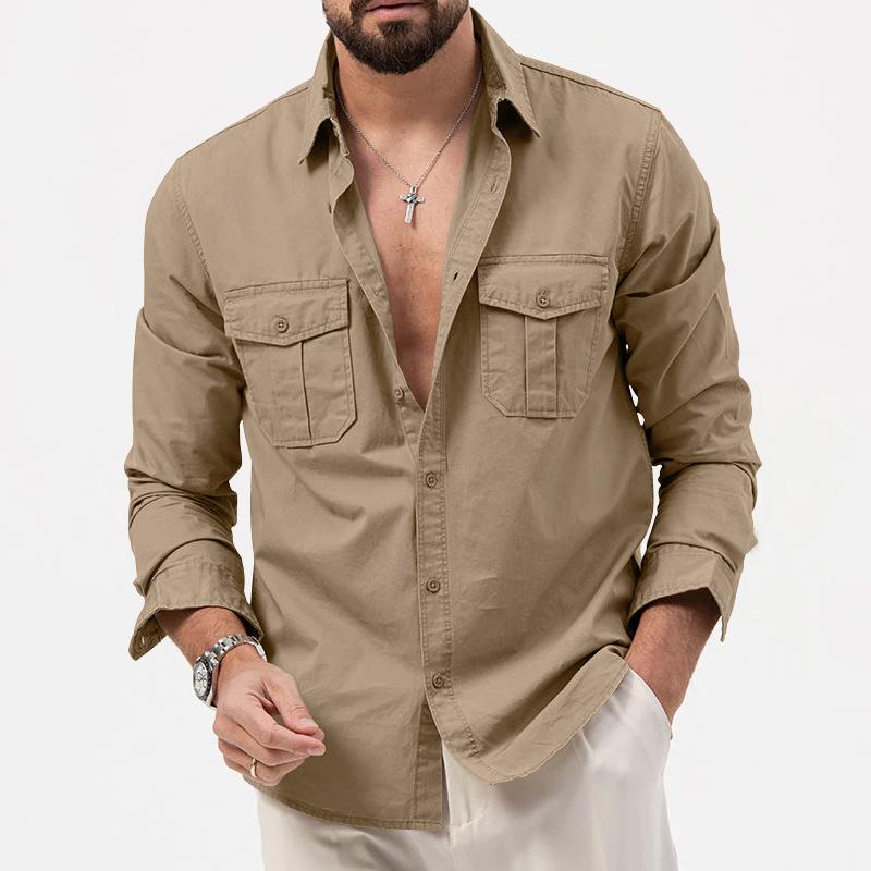 New Men's Shirt: Multi-Pocket Casual Long-Sleeved Top for Men