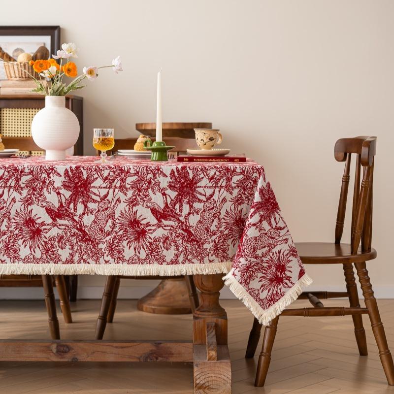 Ethnic Style Vintage Jacquard Linen Tablecloth Rectangular Coffee Table Cover 60*60cm