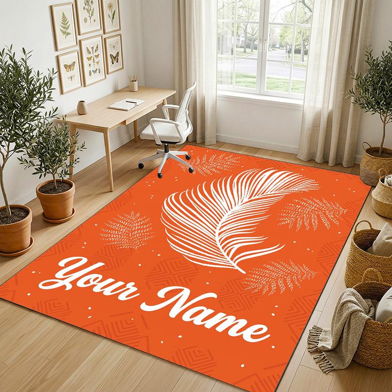 Office Team Theme Soft Crystal Velvet Rug Custom Name & Text Print Non Slip Floor Rug for Bedroom Living Room