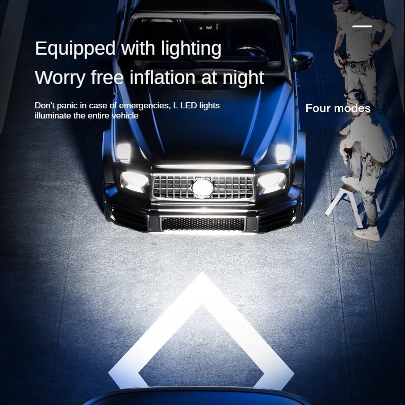 Kompresor powietrza do samochodu Elektryczna pompa do pompowania opon z lampką LED do opon motocyklowych i rowerowych Przenośna pompa do pompowania powietrza
