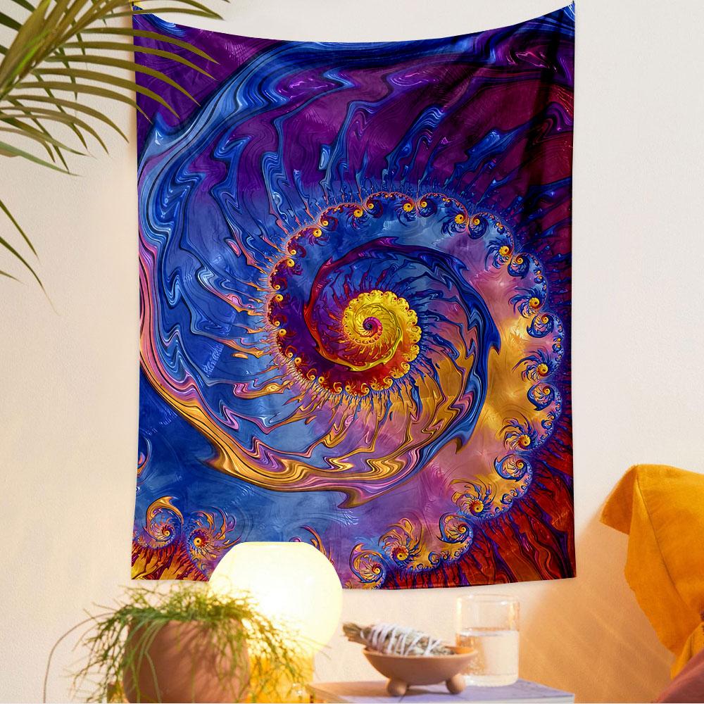 Fractal Spiral Tapestry Wall Hanging, Colorful Swirl Art, Wall Decor for Bedroom Living Room Dorm
