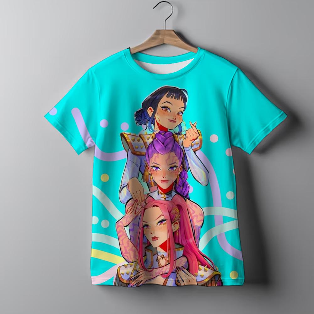 Y2K KPop Demon Hunters Kids T-shirt Cartoon Figure Printed Tops Tees Boys Girls Casual Short Sleeve Tshirt Children's Clothing