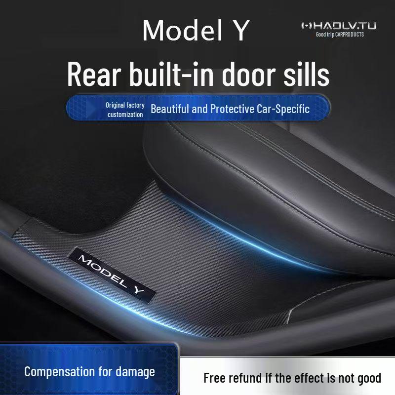 Tesla Model Y Carbon Fiber Rear Seat Corner Anti-Kick Protector Sill Strip