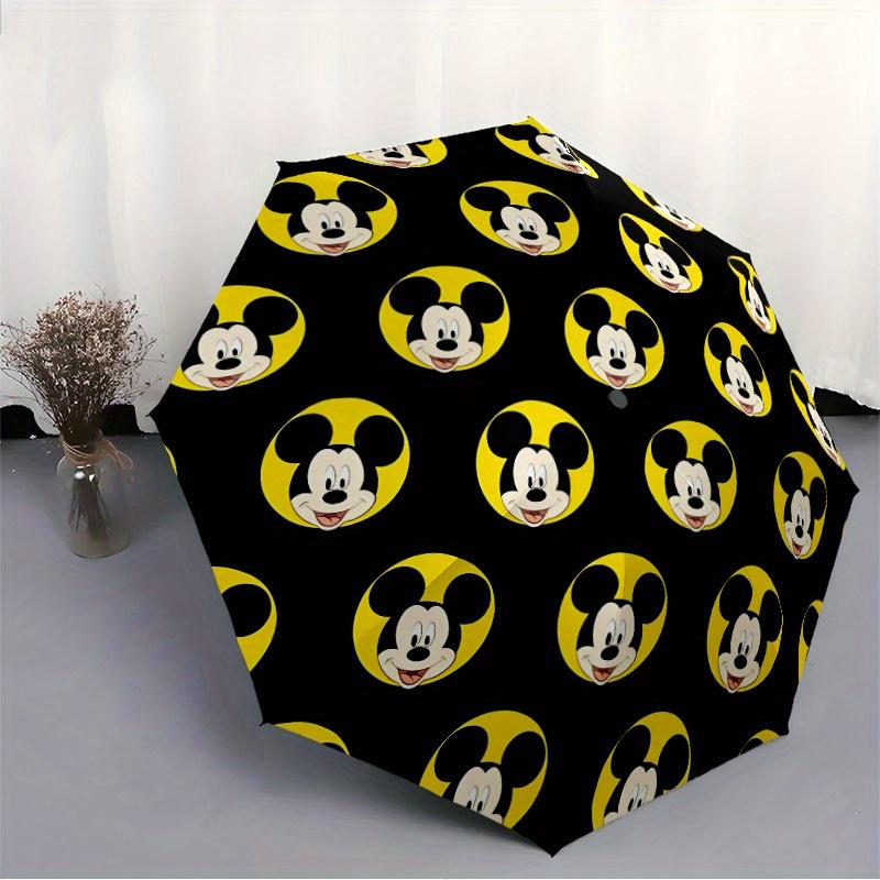 1pc Mickey Mouse Automatic Folding Umbrella - Portable Foldable Design with 8 Ribs, Durable Plastic & Iron Frame, Sturdy Ribsy250725017