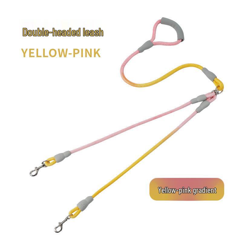 Gradient Anti-Tangle Dual Dog Leash with Two-Headed Design