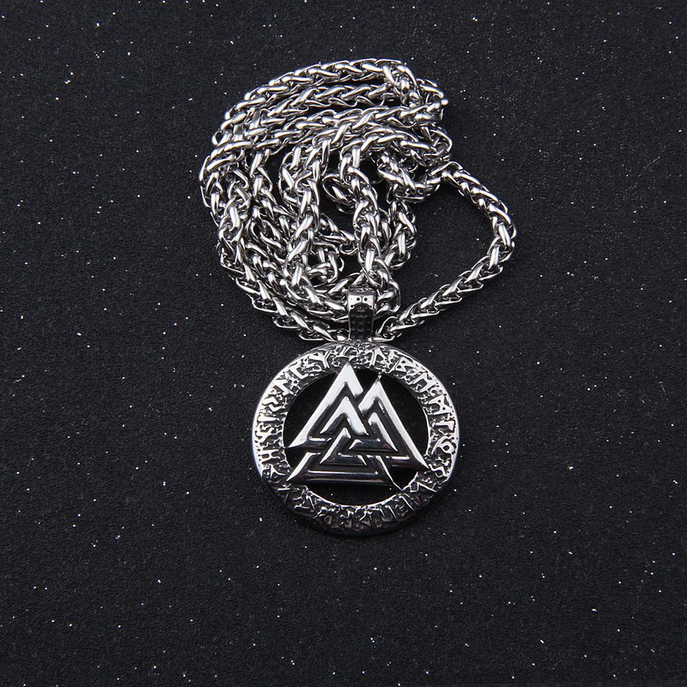 

Ожерелье из нержавеющей стали Viking Valknut - скандинавские руны, талисман, амулет с символом Vegvisir для мужских скандинавских ювелирных изделий в подарок Single Pendant