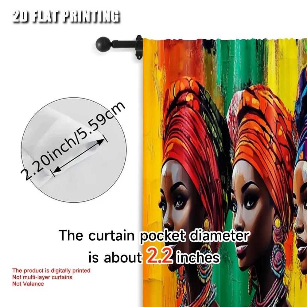 2pcs   Popular Curtains  plane printing African Woman Print Versatile Durable Polyester (without rod) Stuff Clearance Perfect