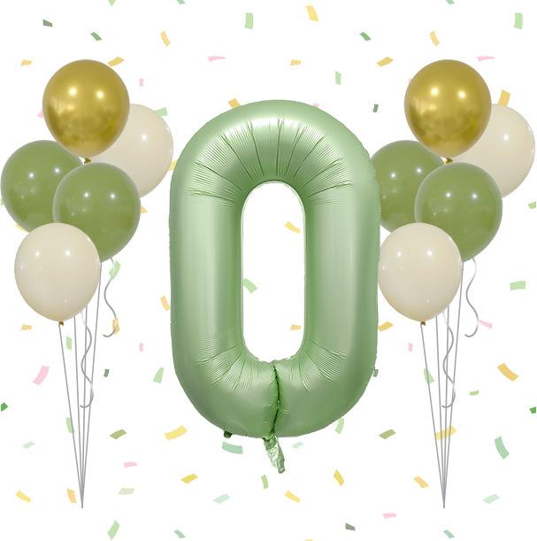 

40 Inch Olive Green Digital Balloon Set Retro Cream Scene Arrangement Birthday Party Forest Theme Photo Vintage Olive Green Cream Set 0