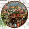 Vintage Wooden Welcome Sign with Garden Bonsai Pattern - Unique Round Sign for Front Door, Wall, Porch Hanging Decor - Ideal Home Hanging Ornament