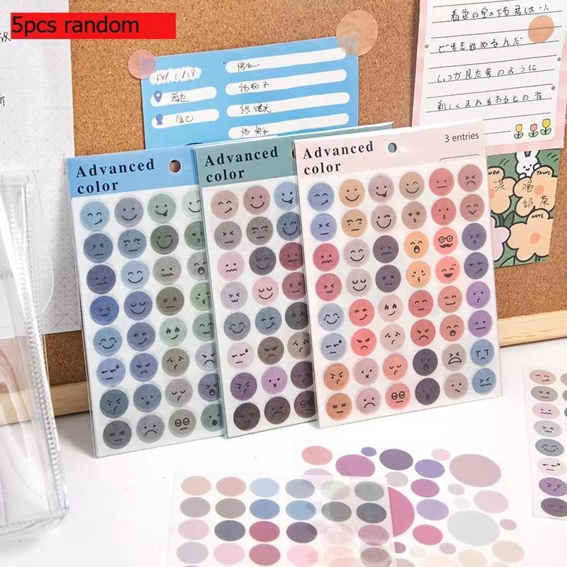 Gift Korean Version of Ins Polka Dot Smiley Face and Paper Sticker DIY Diary Account Decoration Material Label Sealing Sticker