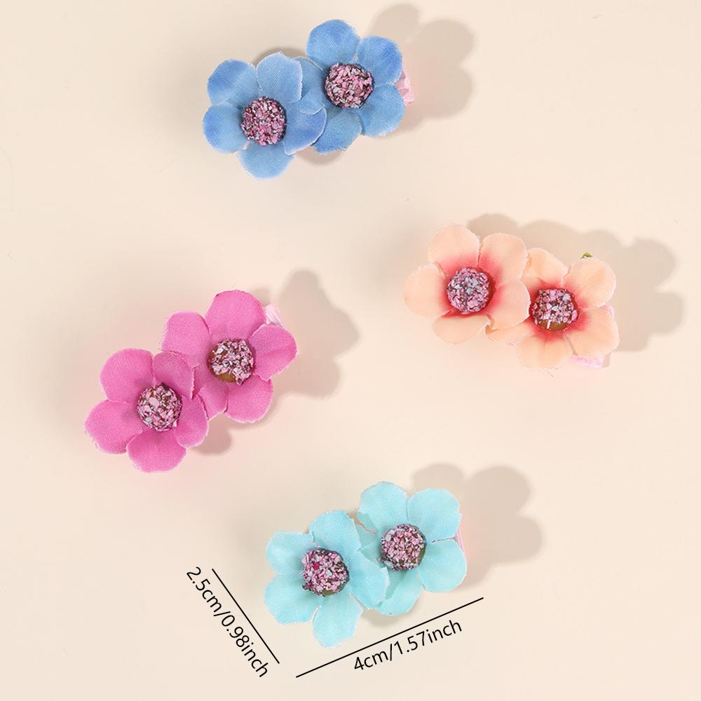 8Pcs Flower Hair Clips Sweet Artificial Double-Floral Hairpin Side Barrette For Girls Children Elegant Headwear Hair Accessories