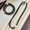 Vintage Design Natural Black Agate Double Layer Cross Collarbone Chain Necklace Neck Chain