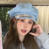 2024 New Korean Versatile Octagonal Hats for Women Summer Autumn Travel Sunscreen Casual Retro Short-brimmed Denim Berets Cap