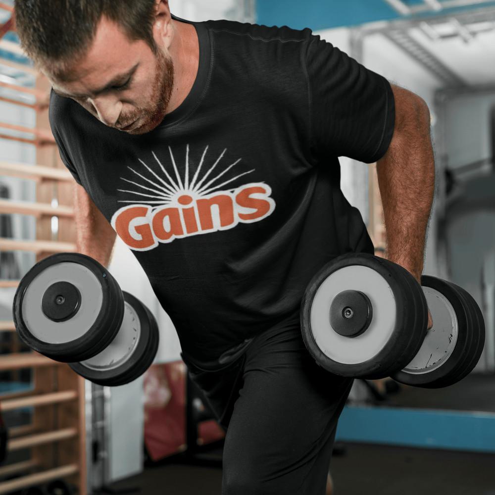 Fitness and Training T-Shirt Gains Ultra Soft 100% Cotton Unisex Crew Neck Top Unisex T-Shirt XXL