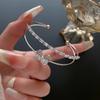 Neues Glänzendes Zirkon Schleifen Armreif Damen Herzform Doppellagig Offen Verstellbares Armband Exquisites Bankett Tägliche Kleidung Schmuck Geschenke