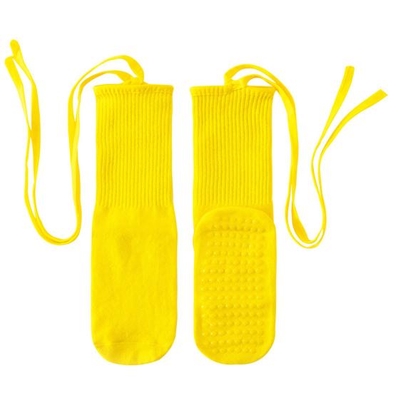 Yoga Pilates Socks with Grips for Women Non-Slip Tie-up Ankle Socks Grippy Lace-up Crew Socks for Barre Ballet Dance