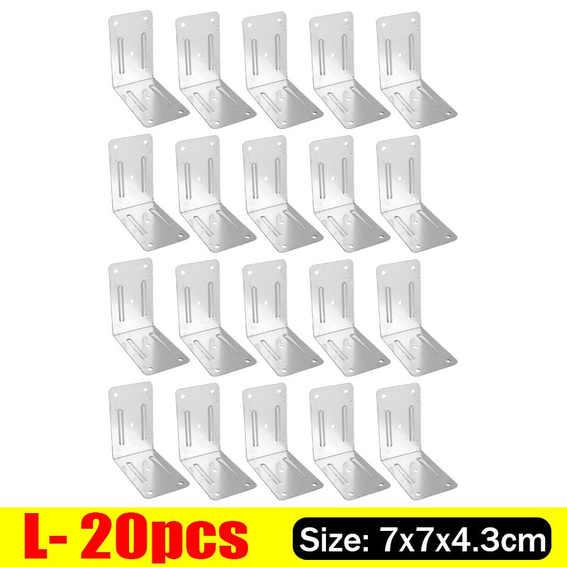 Stainless Steel L-Shaped Corner Bracket 90 Degree Furniture Fixing Brackets for Shelf Cabinet Wood Connecting Support Hardware