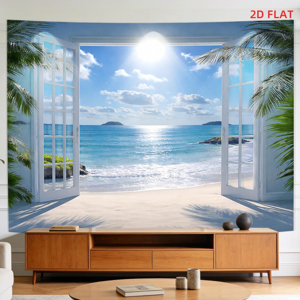 Premium Large Tropical Beach Mural Tapestry Wall Decor Coastal Ocean Paradise Backdrop Blue Sky Wallpaper Art Printing Room