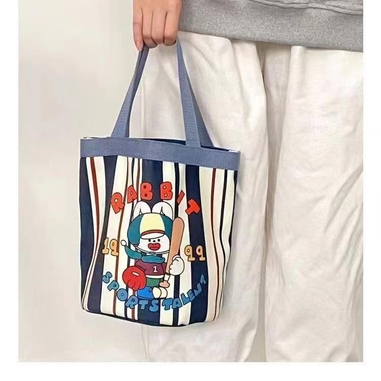 Cute illustration printed bucket bag handbag canvas bag girl heart bag bento bag work small bag