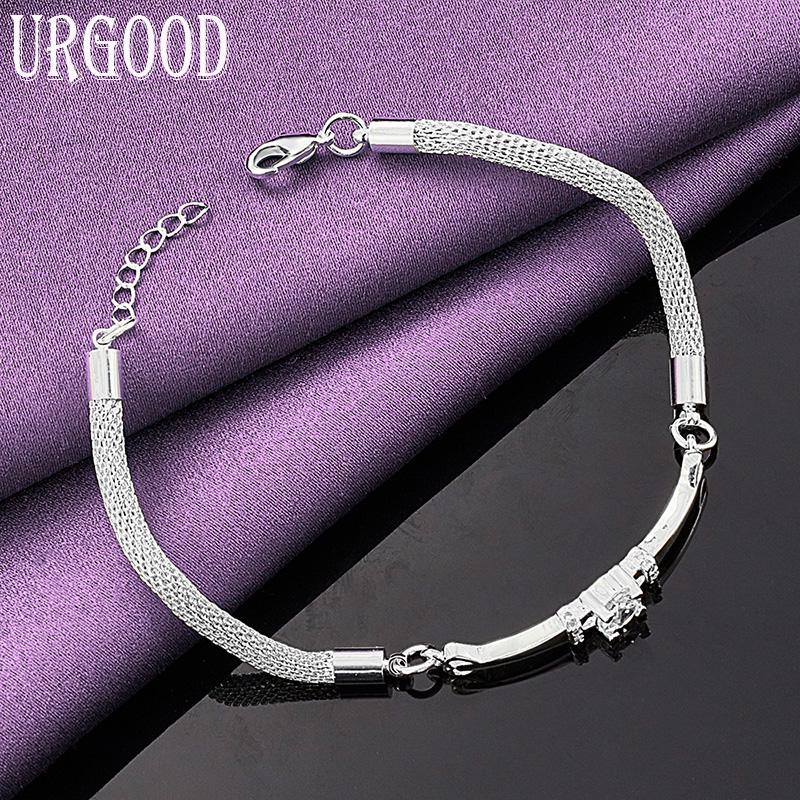 925 Sterling Silver Snake Chain AAA Zircon Bracelet Gift Fashion Jewelry