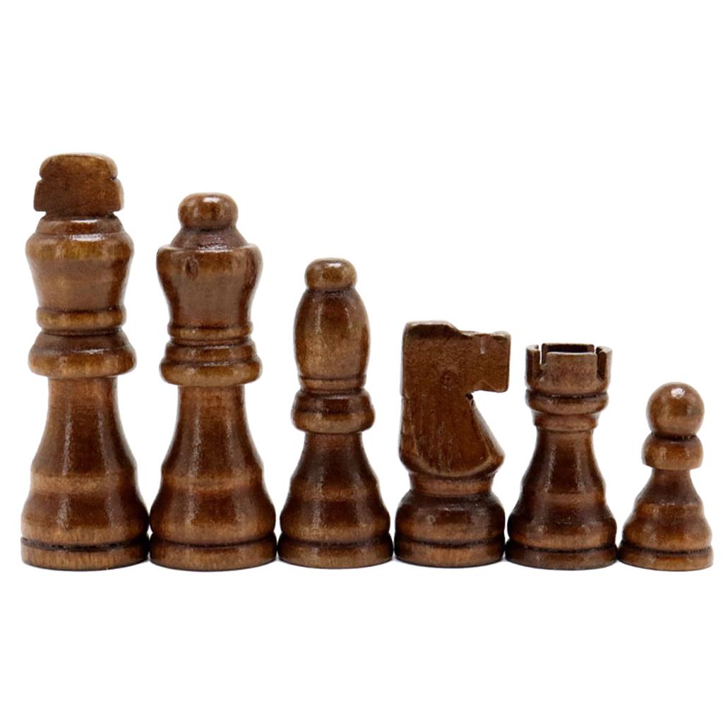 32 Pcs Wooden Chess Pieces Portable International Chess Pieces Tournament Chess Figures Hand Carved Wood Chessmen