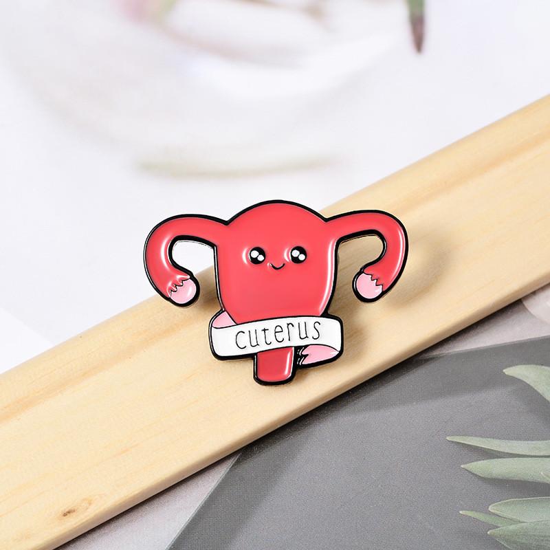 Unique Cartoon Uterus Shaped Alloy Brooch Creative Personalized Enamel Pin For All Genders