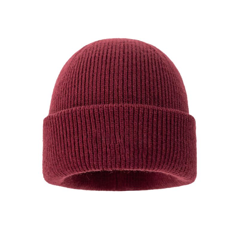 

LOGO can be added, thickened cold-proof and warm light board, solid color cold hat, winter acrylic wool knitted hat. бордовий