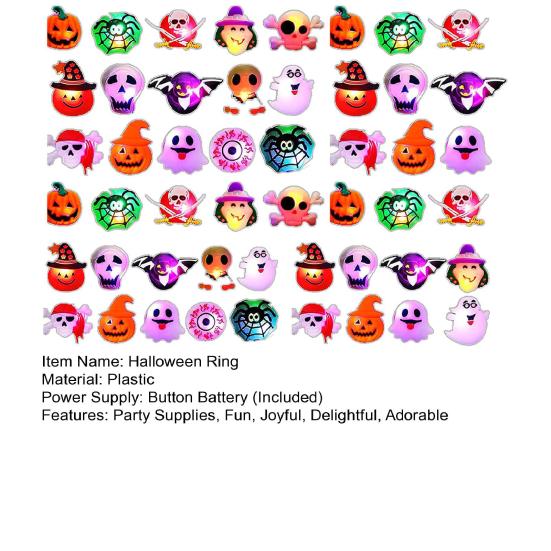 50 Pcs Halloween Rings LED Light Up Flashing Rings Glowing Finger Rings Halloween Party Favors for Kids Adults