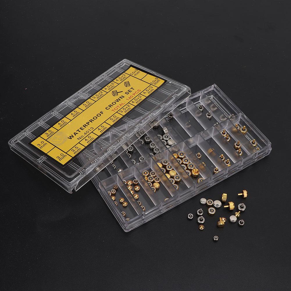 140pcs/box Watch Crown Parts Assorted Accessories Watch Repair Tool for Watchmakers