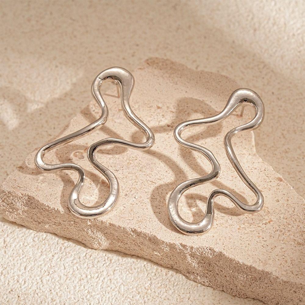 Hollow Geometry Irregular Hollow Earrings Punk Statement Earrings  Fashion Accessories