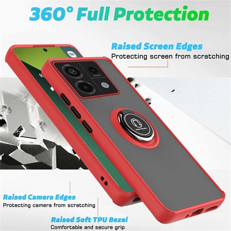 For Xiaomi Redmi Note 13 Pro Plus 5G 4G Magnetic Ring Phone Stand Case Redmi 14C 13C 9A Matte Back Cover Redmi Note 14 Pro Plus